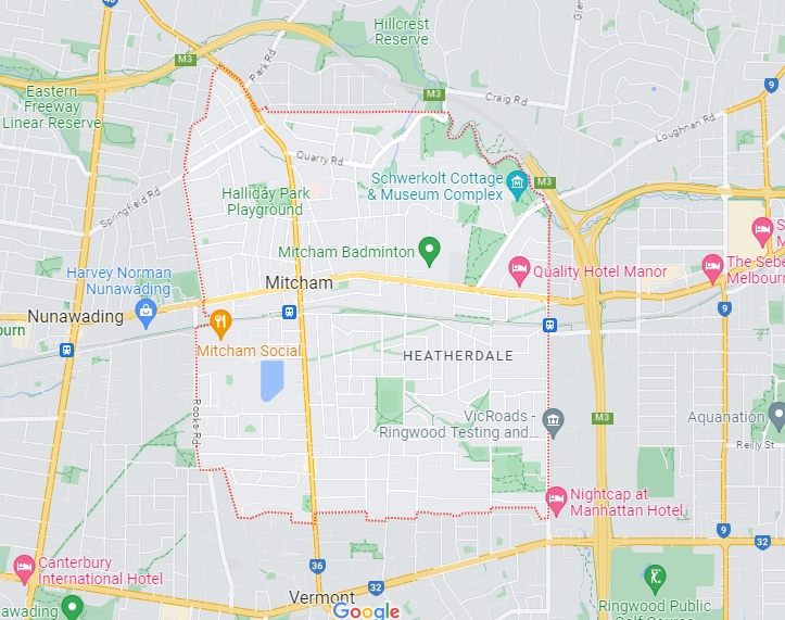 MItcham area on google maps