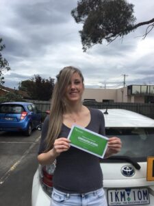 Jeannine very well done girl passed your driving test at your first attempt from Pakenham Vicroads of Package driving school